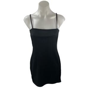 Collusion Womens Black Sleeveless Ribbed Knit Zip Cami Tank Mini Bodycon Dress 6